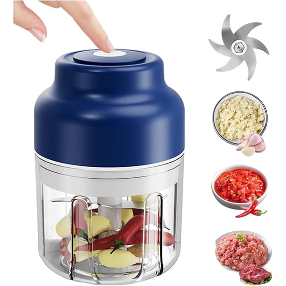 2026 New Electric Garlic Chopper, Mini Portable Veggie Cutter, Electric Mini Chopper Food Processor(Blue, 250ml)