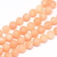 thumbnail image 3 of Natural White Jade Bead Strands Dyed Frosted Round Light Salmon 8~9mm Hole: 1mm 46~48pcs/strand 14.9 inch, 3 of 3