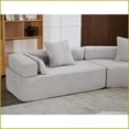 thumbnail image 3 of Budget-Friendly Modern Curved Modular 4-Seater Boucle Sofa | Upholstered Gray Living Room Couch with Pillows, 3 of 26