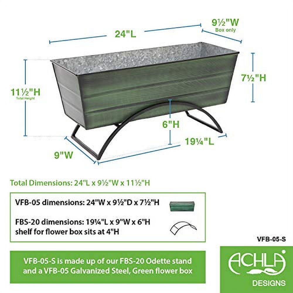 Achla VFB-05-S Flower Planter Box with Odette Stand, Green - Medium