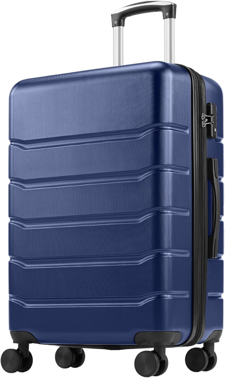 CONCETTA Carry-On Luggage, Hardshell Double Spinner Roller Suitcase with TSA Lock, Blue, 3-PCS Set (20/24/28 Inch)