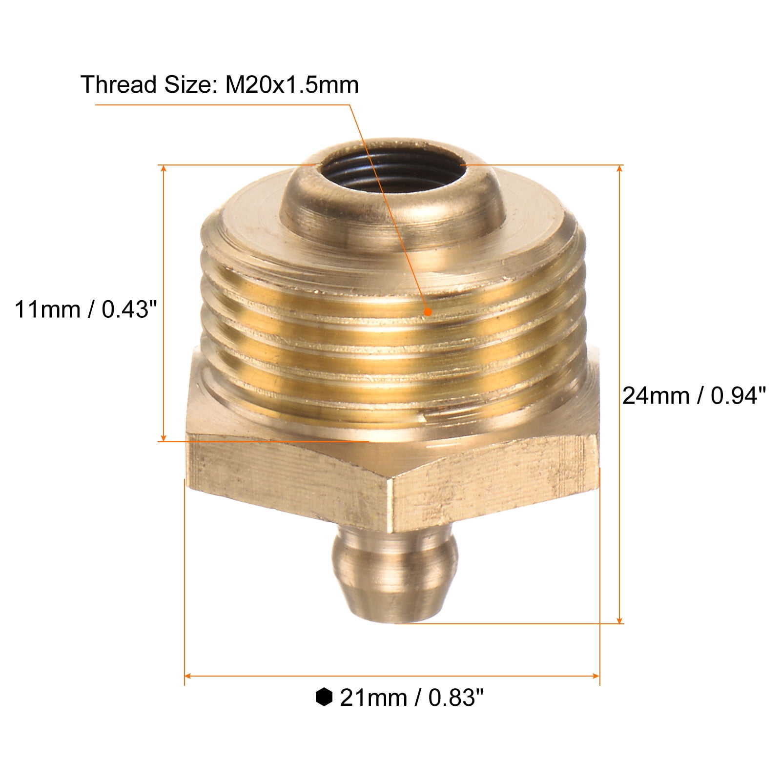 Uxcell 8pcs Brass Straight Grease Fitting M20x1.5mm Metric Thread Hydraulic Grease Nipple Accessories