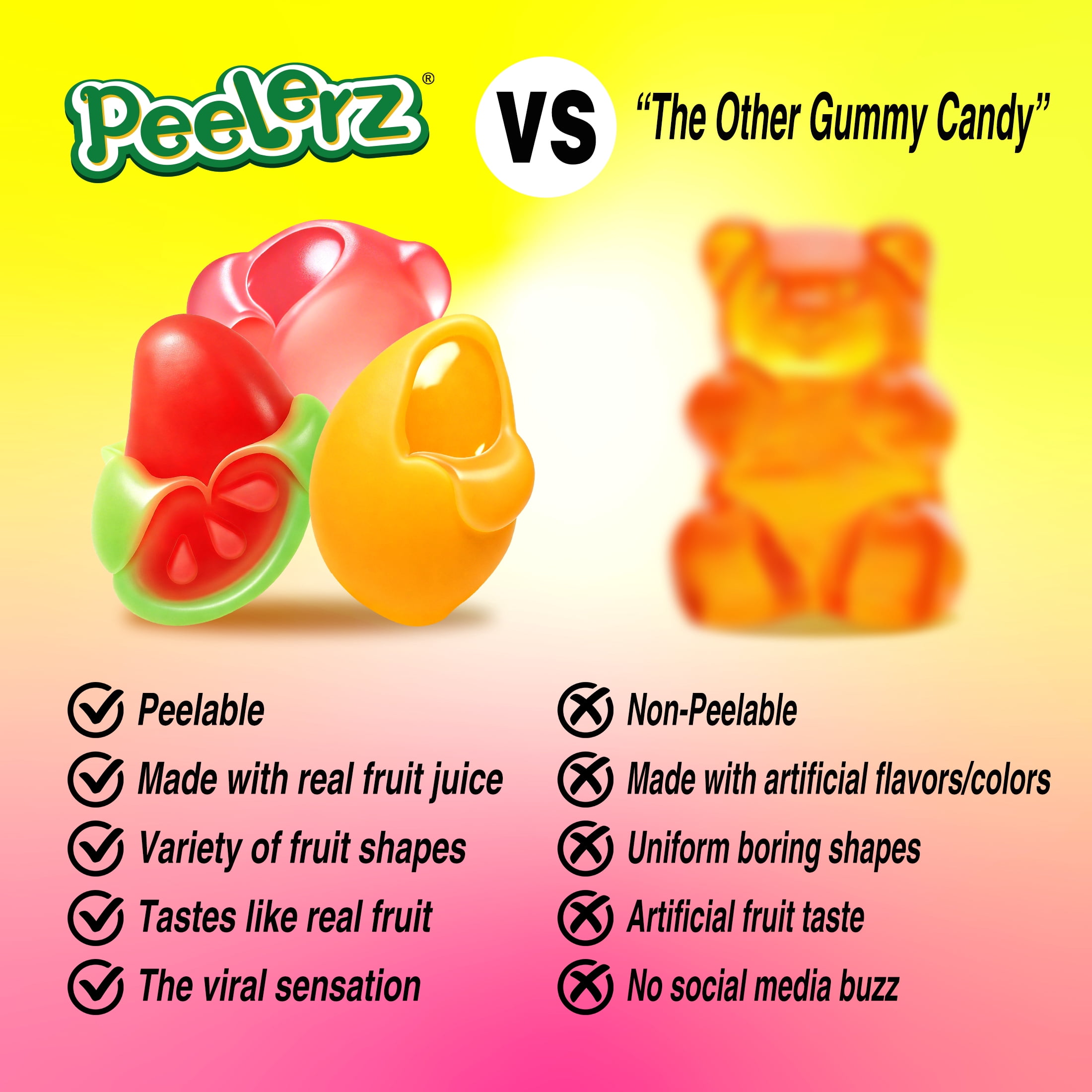 AMOS Peelerz Fruit Mix Gummy Candy, Gluten, Milk and Nut Free, 5 oz Bag