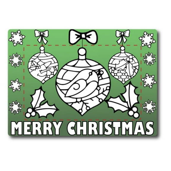 Christmas Ornaments Picture Frame DIY Holiday Magnet Decal, 5x7 Inches with 3.5 x 5.5 Inch Cut-Out