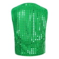 thumbnail image 4 of Sholeno Boys Girls Glitter Sequine Hip-hop Jazz Dance Vest Waistcoat Party Stage Performance Costume Green 9-10, 4 of 7