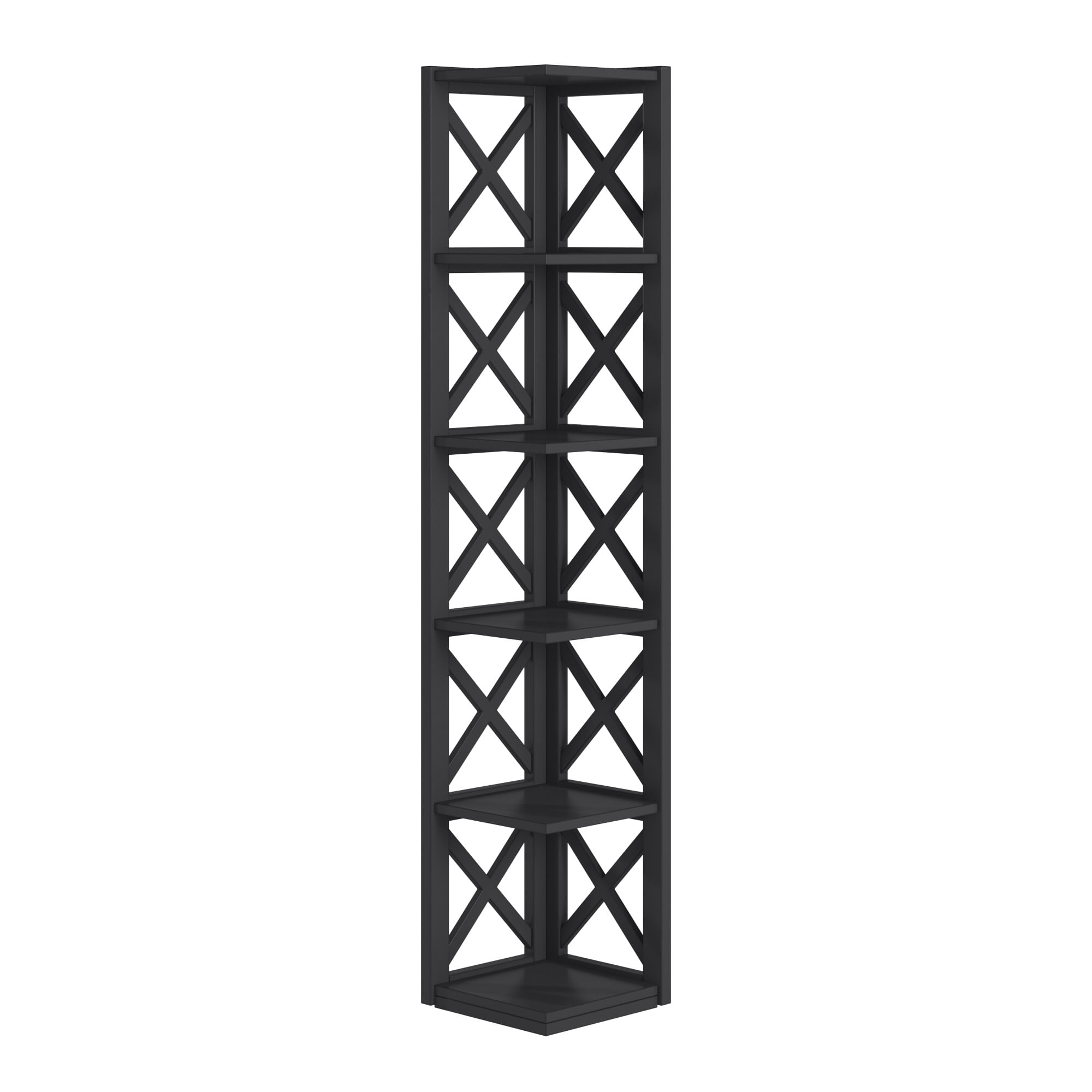 Weston Home Rebecca Wood 5-Shelf Corner Bookcase, Black