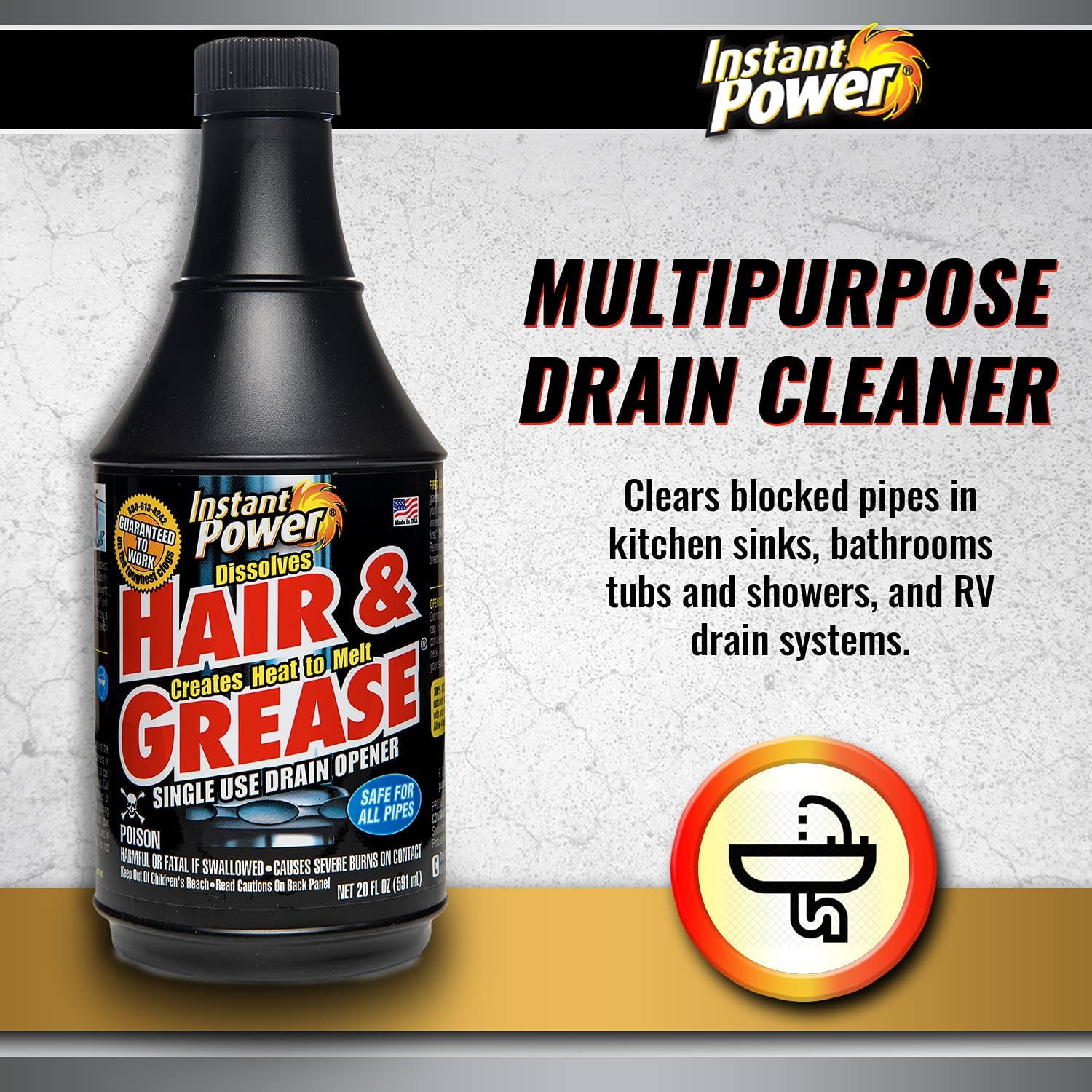 Instant Power 33.8 oz. Hair and Grease Drain Cleaner 1969 - The Home Depot