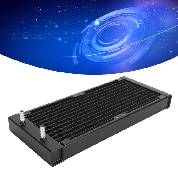 277 Mm Water Cooling Radiator Dual 120 Mm Fan Mounts 12 Tubes Water Cooler Heatsink Radiator, Aluminum Alloy DIY Computer Heat Exchanger Radiator for PC Water Cooling