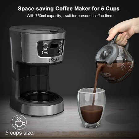 Gevi 5-Cup Coffee Maker Coffee Brewing Machine with Timing ...