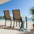 thumbnail image 3 of Nuu Garden Patio Chairs Set of 2, Outdoor Dining Chairs High Back with Metal Frame and Textilene Sling, Lawn Chair, for Garden, Backyard, Porch, Brown, 3 of 11