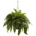 thumbnail image 3 of Nearly Natural 29in. Double Giant Boston Fern Artificial Plant in Wicker Hanging Basket, 3 of 6