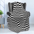 thumbnail image 4 of Abstract Surreal Soft Flannel Fleece Throw Blanket, Optical Illusion Look Monochrome Stripes Waves Print, Cozy Plush for Indoor and Outdoor Use, 60" x 80", Charcoal Grey and White, by Ambesonne, 4 of 5
