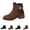 16#Black, variant on Womens Patchwork Suede Ankle Booties Round Toe Side Zip Chunky Low Heel Croc Print Panel Metal Ornament Retro Fashion Short Boots