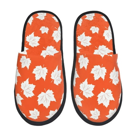 Balery Bright Autumn Leaves Charm Slient Indoor Furry Fleece Comfort House Shoes Soft Non-Slip Home Shoes Cotton slippers House Slippers-- Medium
