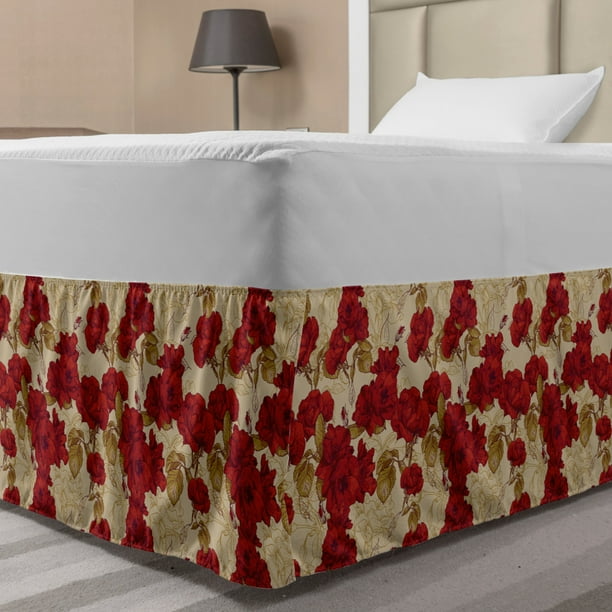 Vintage Bed Skirt Romantic Red Rose Blooms With Sketches Classical Valentines Day Inspired Elastic Bedskirt Dust Ruffle Wrap Around For Bedding Decor 4 Sizes Khaki Sand Brown By Ambesonne Com - Khaki Bed Skirt Queen Vintage Bed Skirt Romantic Red Rose Blooms With Sketches Classical Valentines Day Inspired Elastic Bedskirt Dust Ruffle Wrap Around For Bedding Decor 4 Sizes Khaki Sand Brown By Ambesonne Com - Khaki Bed Skirt Queen