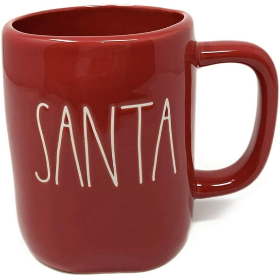 Rae Dunn By Magenta Red SANTA Ceramic Mug with White LL Letter Tea Mug