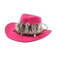 thumbnail image 4 of segolike Western Cowboy Hat Comfortable Sun Protection Hat for Gift Travel Roles Play Rose Red, 4 of 9