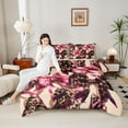 thumbnail image 5 of Homewish Leopard Print Bow Full Size Comforter Sets,Chic Bowtie Ribbon Bedding Comforter Set,Pink Beige Brown Bedding Sets For Girls Teens,Ultra Soft Home Decor Reversible,3-Piece, 5 of 9