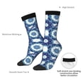thumbnail image 4 of Xecao Vintage Blue Pattern Sport Socks for Women and Men Crew Socks Sporty Calf Socks Casual Socks, 4 of 6