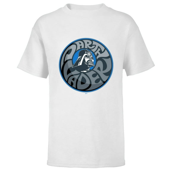 Star Wars Darth Vader Retro Helmet and Name - Short Sleeve T-Shirt for Kids - Customized-White