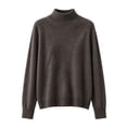 thumbnail image 4 of CBASIHI Womens Sweater Knitted Mock Neck Casual Long Sleeve Fall Sweater for Women Brown XL, 4 of 7