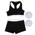 thumbnail image 2 of Moda mujer gimnasio deportes fitness yoga entrenamiento sujetador pantalones cortos traje conjunto negro M, 2 of 8