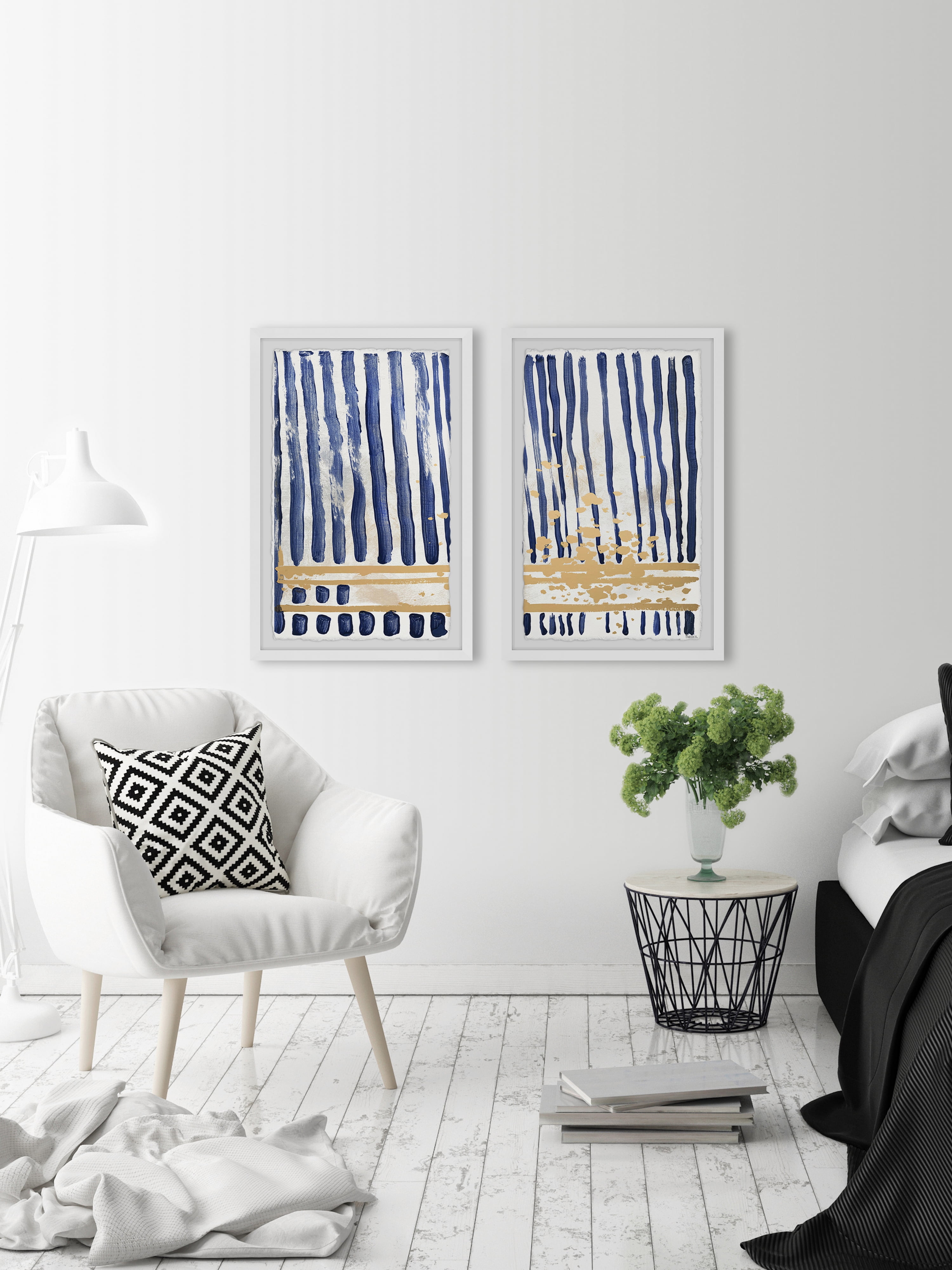 Blue Verticals Diptych