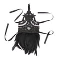 thumbnail image 3 of Guantes Sin Dedos Yinane de Malla con Plumas Sintéticas Negras para Mujeres Y Niñas, 3 of 7