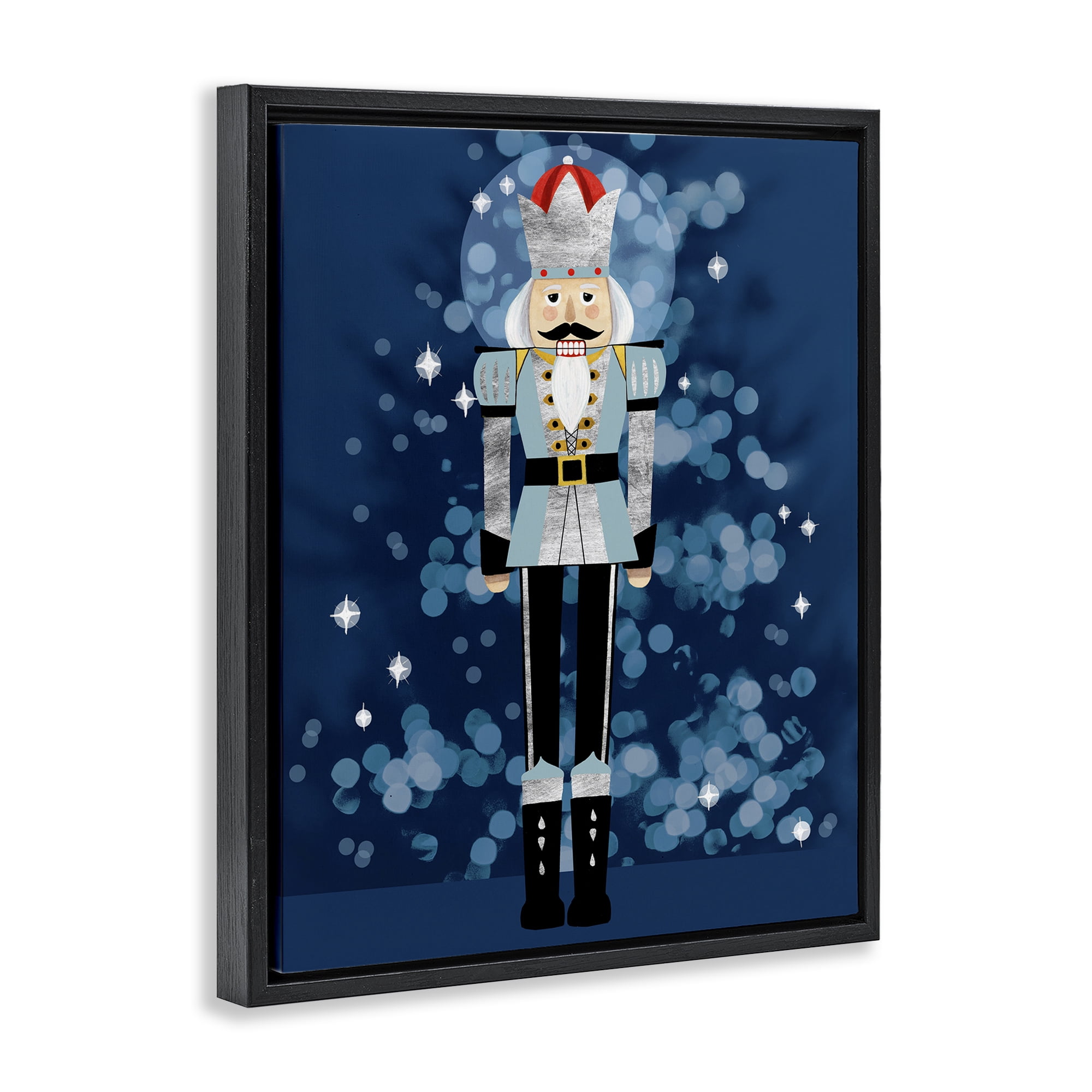 Stupell Industries Blue Holiday Nutcracker Holiday Painting Black Floater Framed Art Print Wall Art, 17 x 21