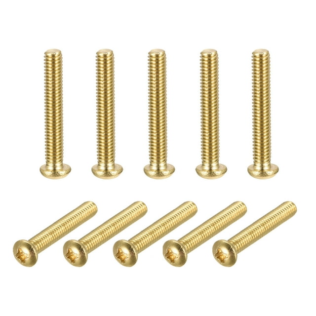 Unique Bargains M4x25mm Brass Machine Screws, Phillips Pan Head Fastener Bolts 20Pack