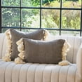 thumbnail image 3 of Main + Mesa Cotton Chenille Lumbar Pillow with Tassels, 3 of 6