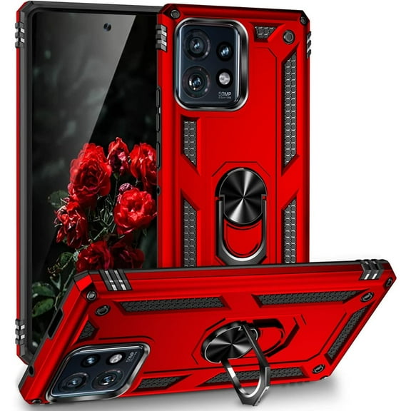 Military Grade Hybrid Case with Ring Grip for Motorola Moto G Power 5G 2023 - Red