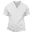 thumbnail image 5 of Mens T-Shirts with Zip Summer Plain V Neck Short Sleeve Dress Shirts Casual Tops, 5 of 5