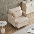 thumbnail image 2 of 30"W Sherpa Accent Chair with Back Pillow, Upholstered Cozy Comfy Armchair with Gold Metal Legs, Furry Reading Chair Single Club Sofa Chairs for Living Room Bedroom Waiting Room Office, Beige, 2 of 7