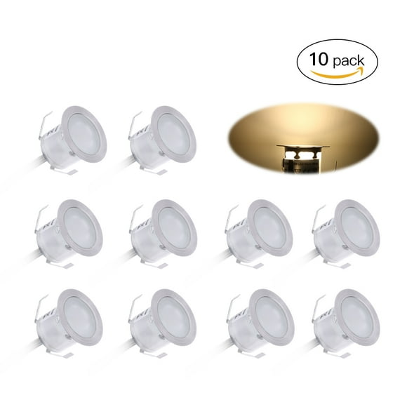 Mistaha 10PCS 32mm LED Deck Lights 6W 500LM SMD2835 Small Recessed In-ground Underground IP67 Waterproof Outdoor Landscape Garden Patio Pathway Floors Stairs Decorations