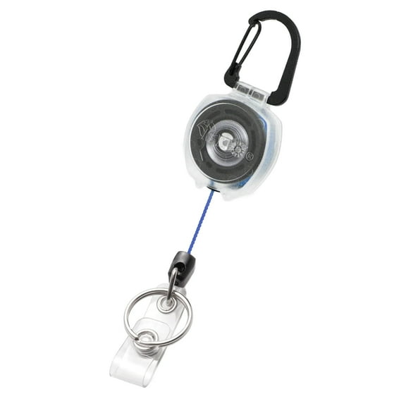 KEY-BAK Sidekick Retractable Carabiner Keychain with Cord & Badge Strap-Holds up to 5 Keys (Blue)