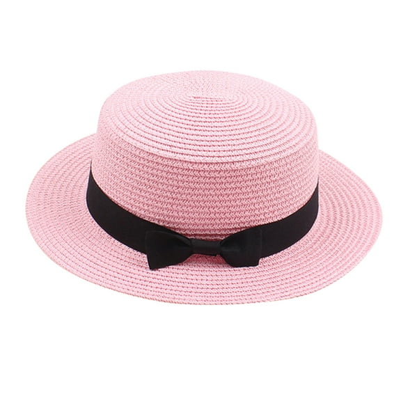 JIKNTTR Kids Girls Boys Summer Straw Hat Wide Brim Floppy Beach Sun Visor Hat Bucket Hats Travel Straw Sun Hat Trendy Hat