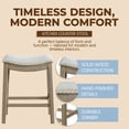 thumbnail image 3 of ROME + OAK Parker 26" Backless Saddle Kitchen Counter Stool, Reclaimed Oak,Ash Grey Fabric, 3 of 13