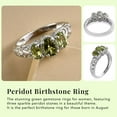 thumbnail image 5 of Peridot Ring in 925 Sterling Silver - Genuine Natural Peridot Gemstones - Three Stone Engagement Promise Birthstone Trilogy Rings for Women Birthday Christmas Gifts for Women Size 5, 5 of 7