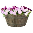thumbnail image 4 of HC Companies 16 Inch Aged Wooden Oak Round Whiskey Barrel Planter (3 Pack), 4 of 4