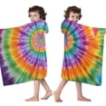 thumbnail image 4 of Colorful Rainbow Tie Dye Spiral Pattern Hooded Bath Towel，50"x30" for Ages 3 To 12 Kids, Quick Dry Lightweight Soft Microfiber Hood Beach Towel Cover Up for Kids, 4 of 7