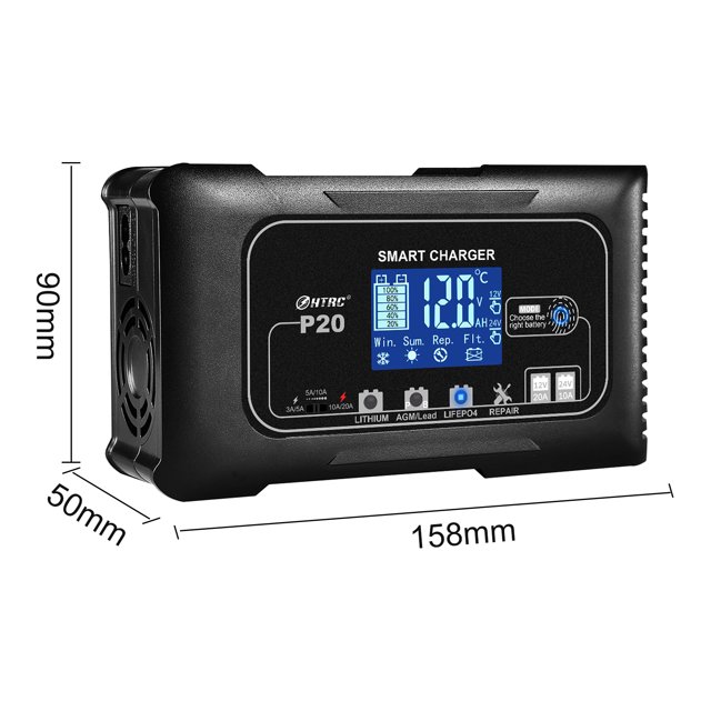 Cargador de batería de coche de 12V 24V Carga de 7 etapas para plomo-ácido de litio Lifepo4 (Reino Unido) Likrtyny Para estrenar