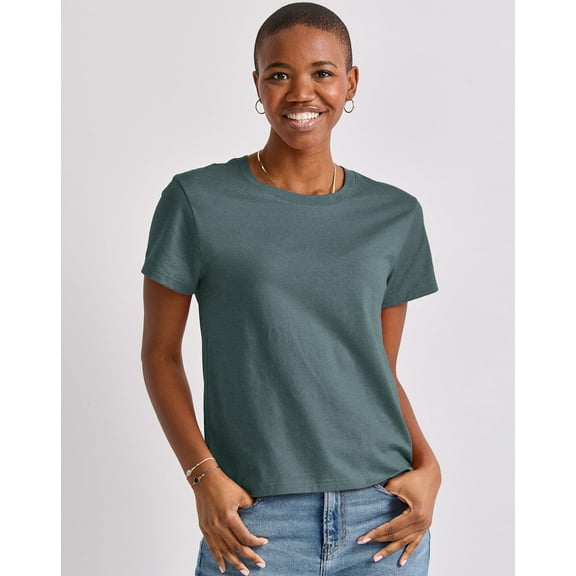 Hanes T-Shirt Women's Tee Short Sleeve Originals 100% Cotton Crewneck 10 Colors