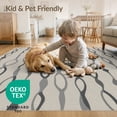 thumbnail image 3 of ODIKA 3'x5' Gray Cream Everglade Flow Design Washable Accent Rug Modern Abstract Lines with Dynamic Curves for Bedside, Nursery Room, Pet Friendly & Non-Shedding, 3 of 6