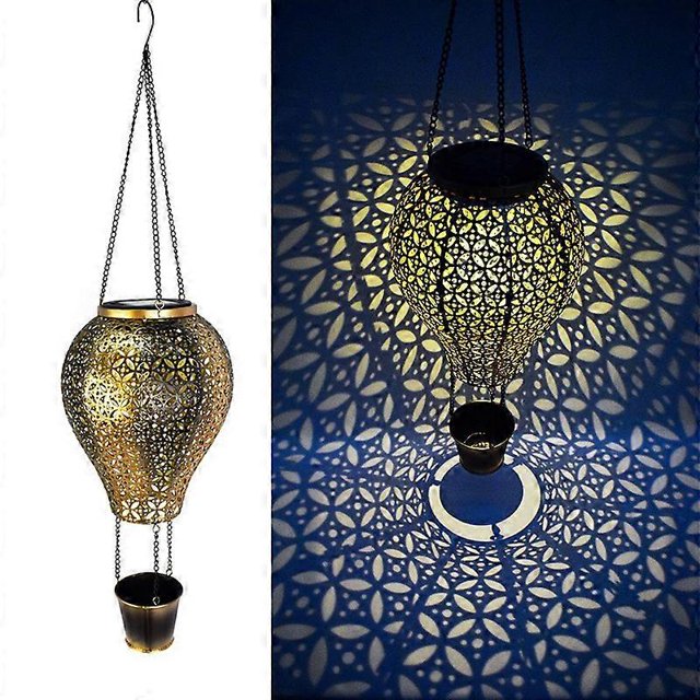 Solar Hot Air Balloon Light Metal Hollow Waterproof Lantern for Outdoor New