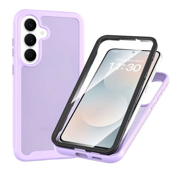 for Samsung Galaxy S26 FE Case, Full-Body Rugged Protective Case with Built-in Screen Protector, Wireless Charging Heavy Duty Shockproof Non-slip Phone Case for Men Women Boys Girls, Purple