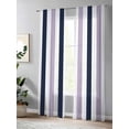 thumbnail image 4 of Sheer Curtains 84 Inches Long 2 Panels Set for Living Room, Purple Navy Blue Striped Semi Sheer Curtains for Windows, Farmhouse Stripe Art Voile Window Treatments Rod Pocket Curtain, 4 of 7