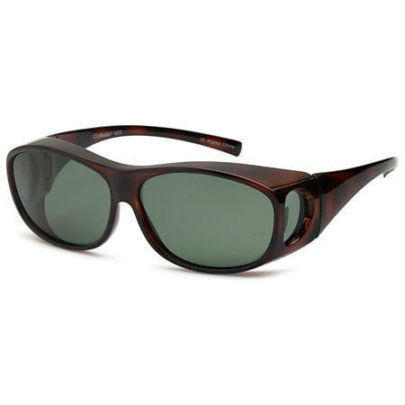 ClipShades Polarized Fit Over Sunglasses for Prescription Glasses - Olive Lens on Tortoise