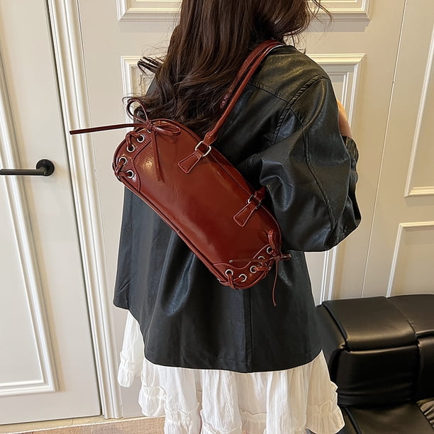 Mujeres Bow Casual Tote Handbag PU Leather Girls Al Aire Libre Bolso Hombro Diario (rojo)