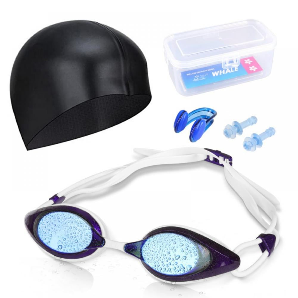 Swimming Goggles Anti Fog For Men Women Adult Junior Kids With Nose Ear Plugs 